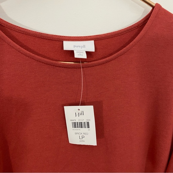 Pure J. Jill NWT Large Petite Brick Red Orange Pima Cotton Side Slit Midi Dress - Picture 11 of 15